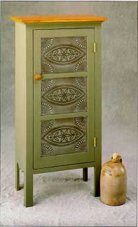 Painted pie cabinet featuring RP-1244 "Daisy in Oval"